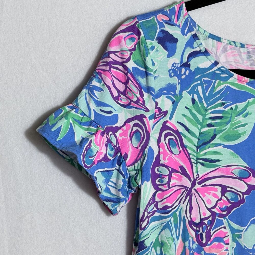 Lilly Pulitzer Blue Isle Be Back Butterfly Tiered Jodee Swing Dress Size XS - Picture 5 of 10